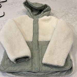 Primark Kids Sherpa Lined Puffer Jacket - White and Green